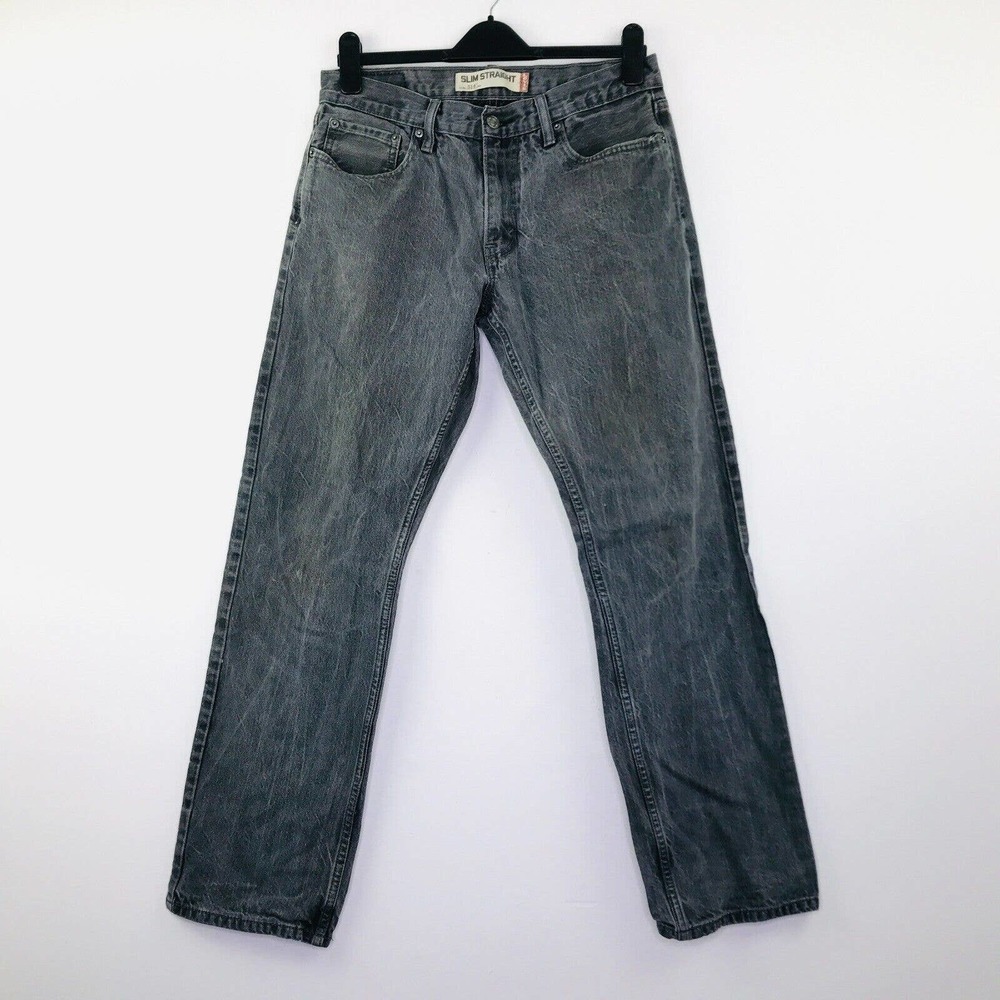Levi Men's 34x34 Jeans Gray Charcoal Wash Denim 514 Slim Fit Straight Leg